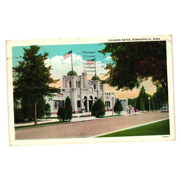 Omo-Corp Other - Calhoun Baths Minneapolis Minn Vintage Postcard Dated 1930 Chromolithograph Art